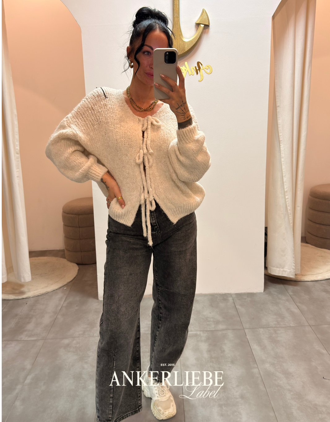 image bow langarm weste | creme