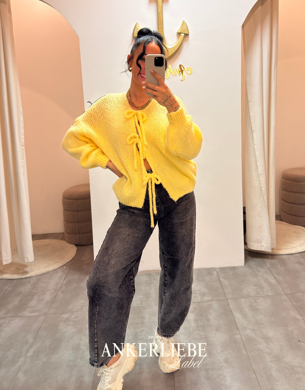 image zoey bow gelb | cardigan