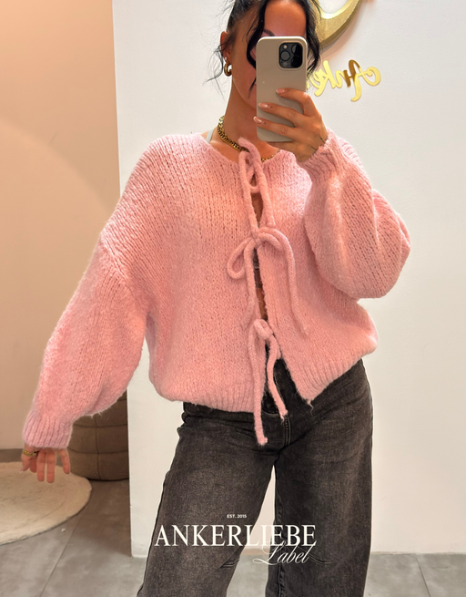 zoey bow rosa | cardigan