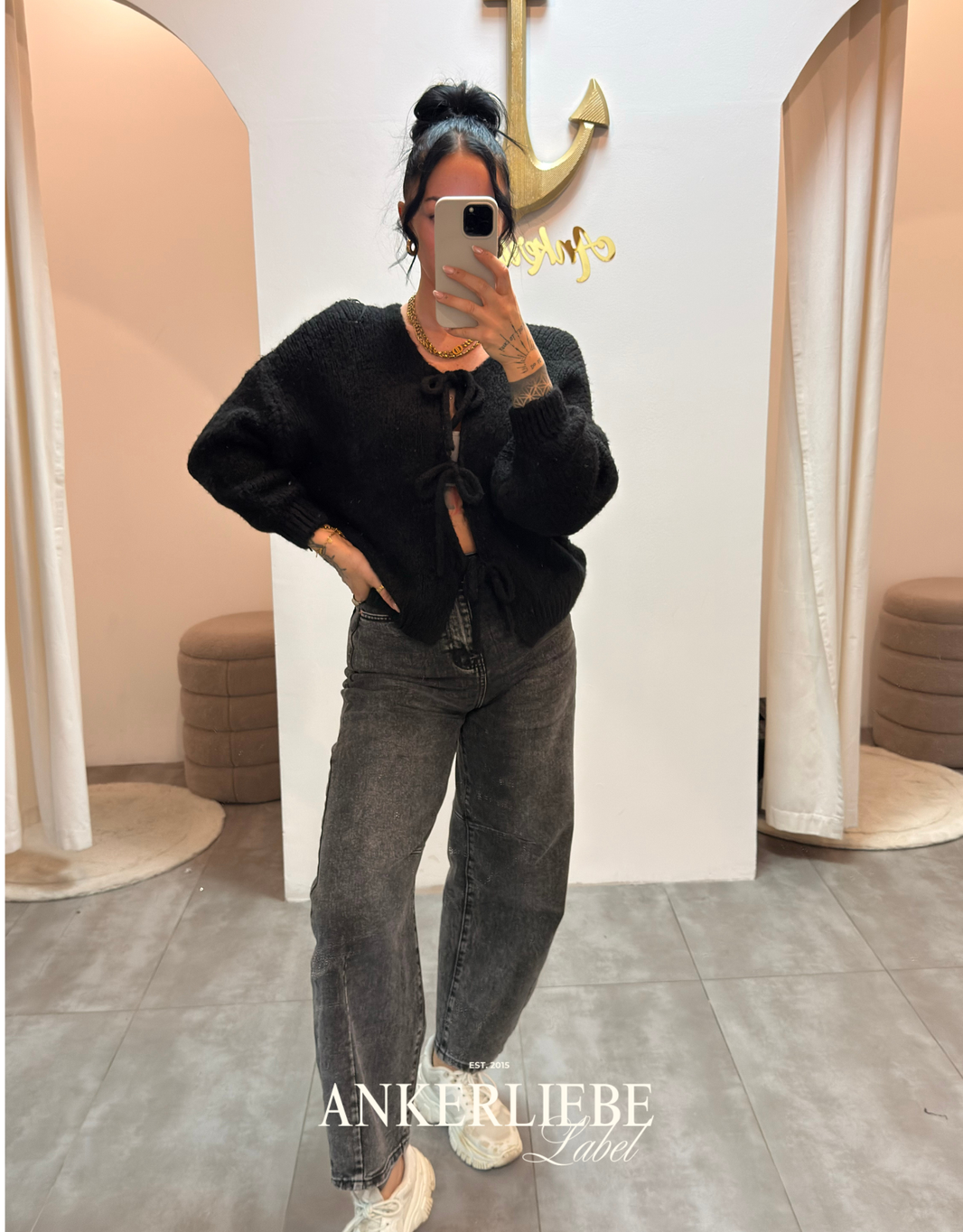 image zoey bow schwarz | cardigan